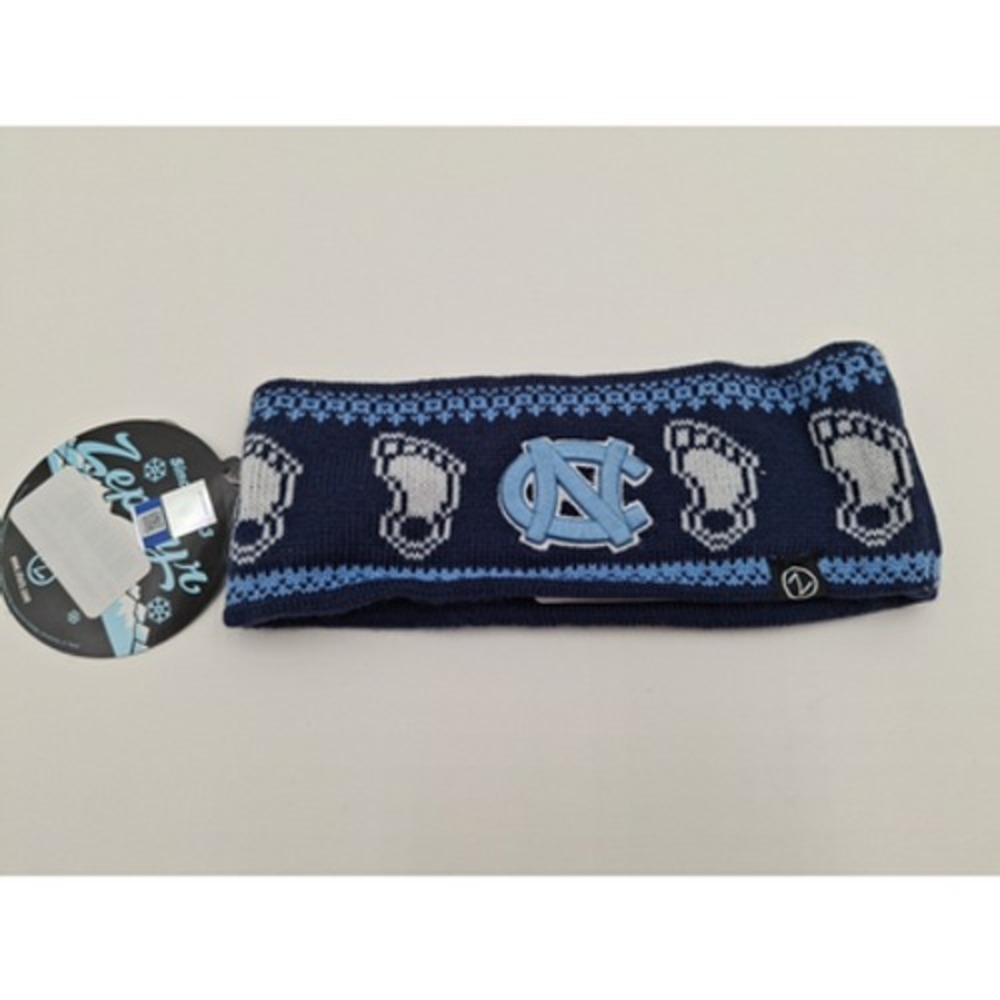 North Carolina Tar Heels Zephyr Navy Baby Blue White Knit Carousel Headband, New